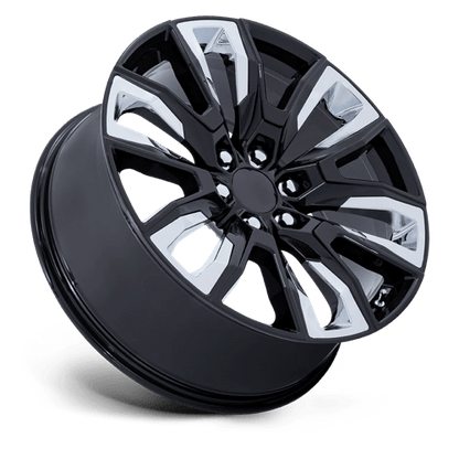 22x9 Performance Replicas PR225 Gloss Black W/ Chrome Accents Wheel 6x5.5 (28mm)