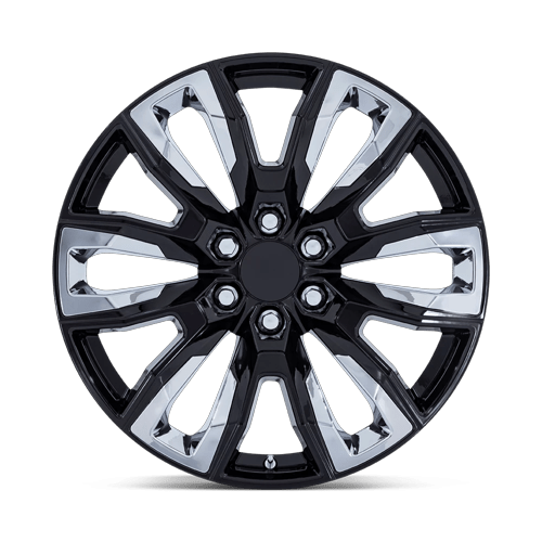22x9 Performance Replicas PR225 Gloss Black W/ Chrome Accents Wheel 6x5.5 (28mm)