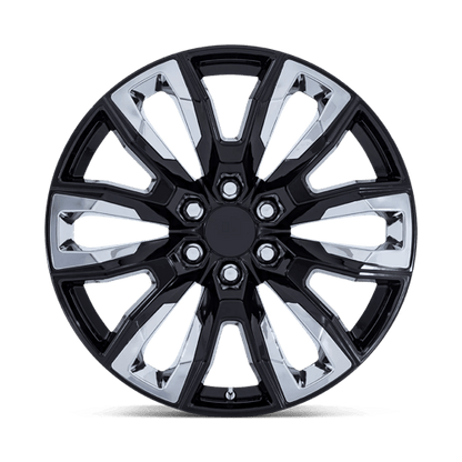 22x9 Performance Replicas PR225 Gloss Black W/ Chrome Accents Wheel 6x5.5 (28mm)