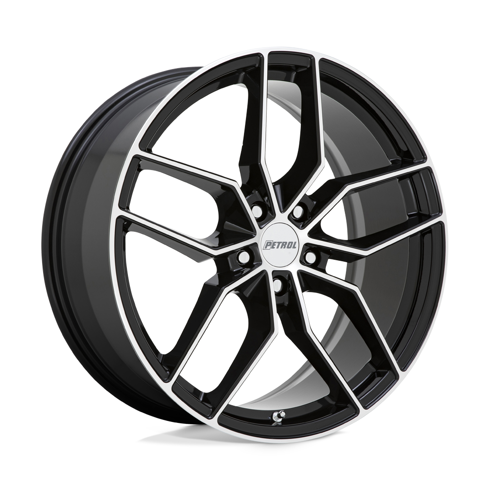 18x8 Petrol P5C GLOSS BLACK W/ MACHINED FACE Wheel 5x115 (40mm)