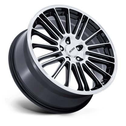18x8 Petrol PE001 P1D Gloss Black With Machined Face Wheel 5x112 (40mm)