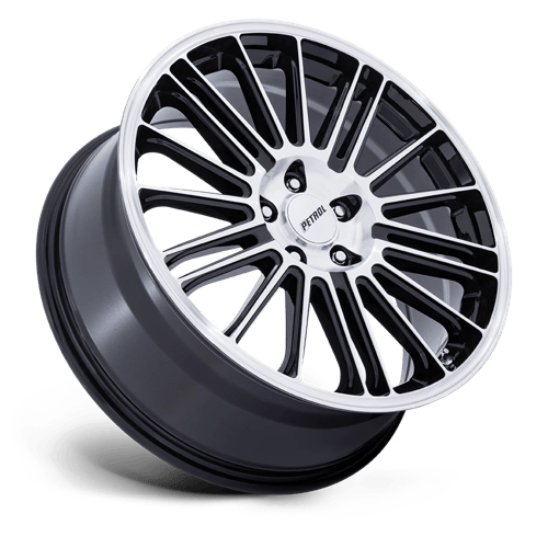 19x8 Petrol PE001 P1D Gloss Black With Machined Face Wheel 5x112 (40mm)
