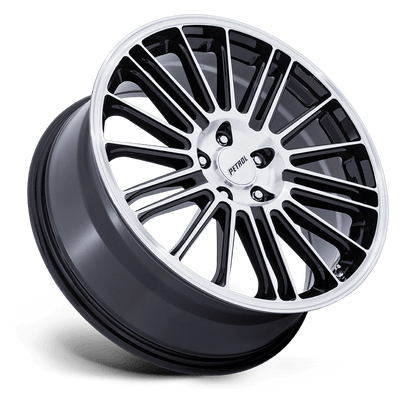 19x8 Petrol PE001 P1D Gloss Black With Machined Face Wheel 5x120 (35mm)