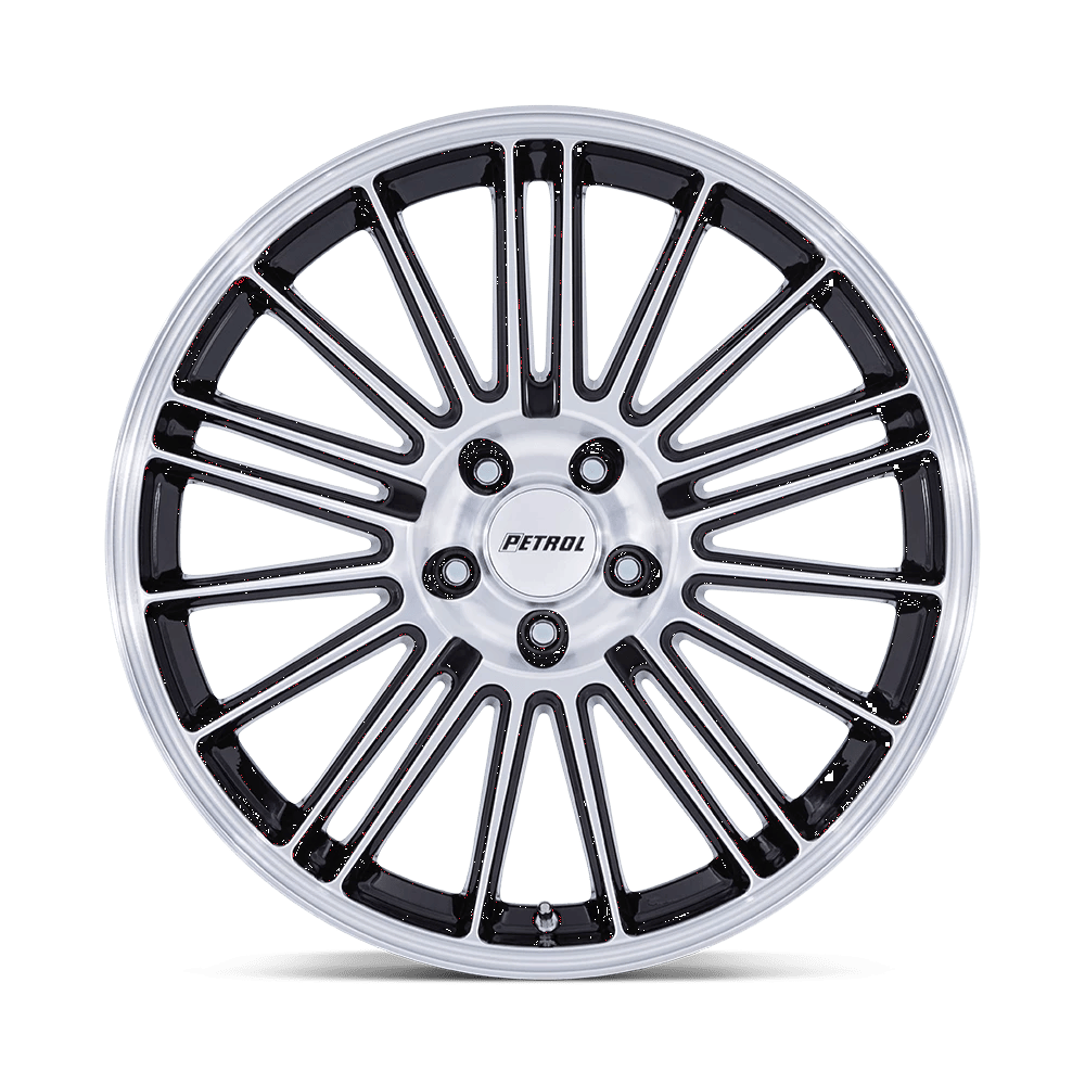 19x8 Petrol PE001 P1D Gloss Black With Machined Face Wheel 5x120 (35mm)