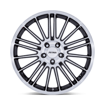 19x8 Petrol PE001 P1D Gloss Black With Machined Face Wheel 5x120 (35mm)