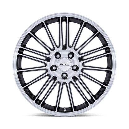 18x8 Petrol PE001 P1D Gloss Black With Machined Face Wheel 5x4.5 (40mm)