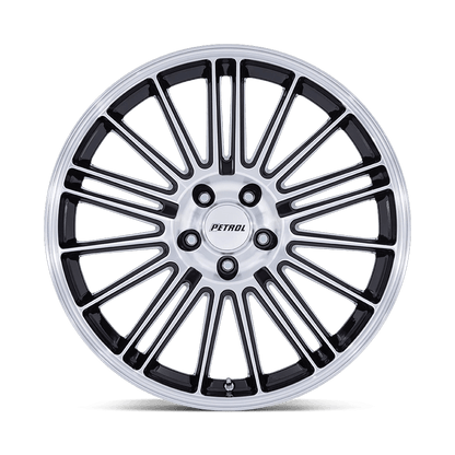 17x8 Petrol PE001 P1D Gloss Black With Machined Face Wheel 5x100 (35mm)