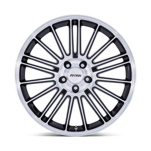 19x8 Petrol PE001 P1D Gloss Black With Machined Face Wheel 5x4.5 (40mm)