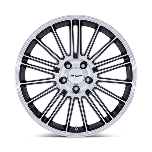 18x8 Petrol PE001 P1D Gloss Black With Machined Face Wheel 5x4.25 (40mm)