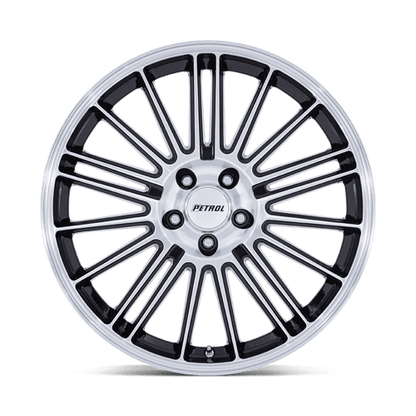 18x8 Petrol PE001 P1D Gloss Black With Machined Face Wheel 5x4.25 (40mm)