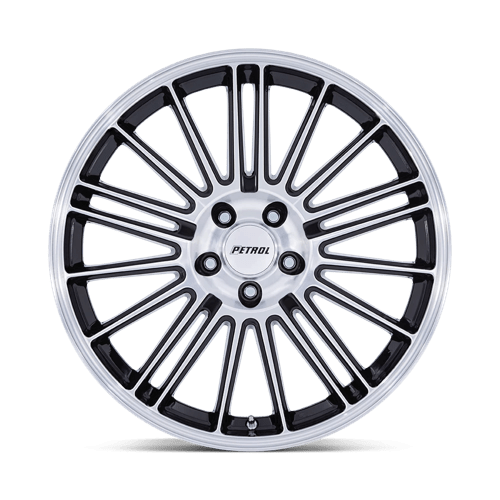 20x8.5 Petrol PE001 P1D Gloss Black With Machined Face Wheel 5x110 (40mm)