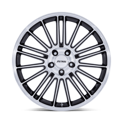 20x8.5 Petrol PE001 P1D Gloss Black With Machined Face Wheel 5x110 (40mm)