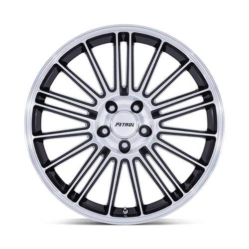 19x8 Petrol PE001 P1D Gloss Black With Machined Face Wheel 5x115 (40mm)