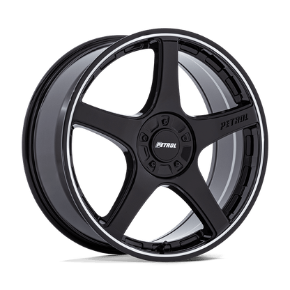 20x8.5 Petrol PE003 P2E Gloss Black W/ Machined Lip Wheel 5x110/5x115 (40mm)