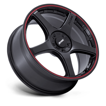 17x8 Petrol PE003 P2E Matte Black W/ Red Lip Wheel 5x110/5x115 (40mm)