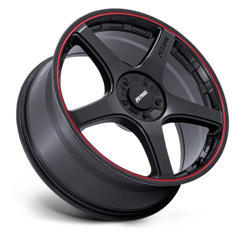19x8 Petrol PE003 P2E Matte Black W/ Red Lip Wheel 5x110/5x115 (40mm)