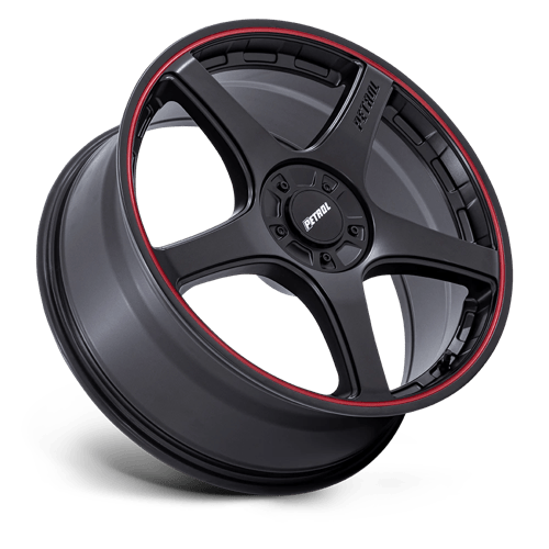 19x8 Petrol PE003 P2E Matte Black W/ Red Lip Wheel 5x112/5x120 (35mm)