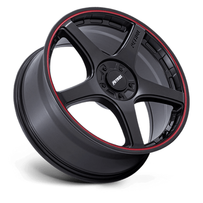 18x8 Petrol PE003 P2E Matte Black W/ Red Lip Wheel 5x112/5x120 (35mm)