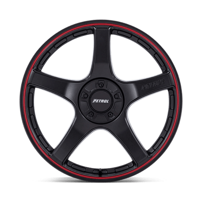 19x8 Petrol PE003 P2E Matte Black W/ Red Lip Wheel 5x112/5x120 (35mm)