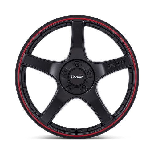 18x8 Petrol PE003 P2E Matte Black W/ Red Lip Wheel 5x112/5x120 (35mm)