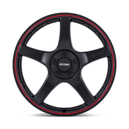 18x8 Petrol PE003 P2E Matte Black W/ Red Lip Wheel 5x112/5x120 (35mm)