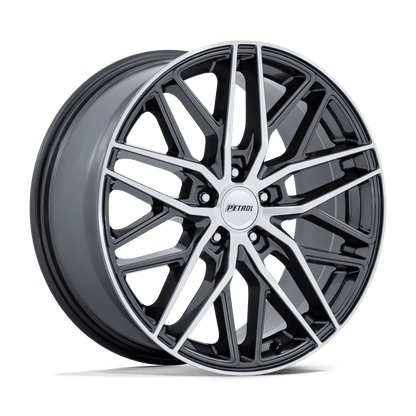 18x8 Petrol PE004 P3E Gloss Gunmetal W/ Brushed Machined Face Wheel 5x112 (40mm)
