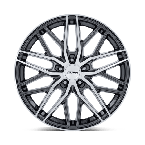 18x8 Petrol PE004 P3E Gloss Gunmetal W/ Brushed Machined Face Wheel 5x120 (40mm)