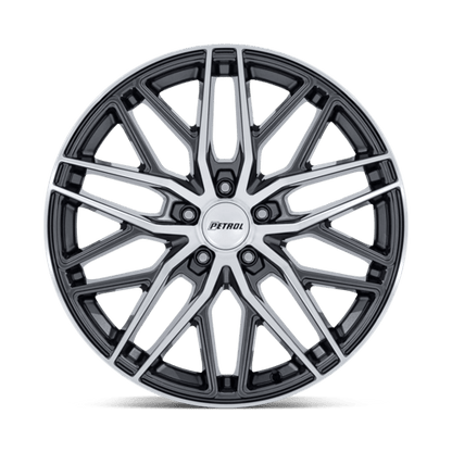 18x8 Petrol PE004 P3E Gloss Gunmetal W/ Brushed Machined Face Wheel 5x120 (40mm)
