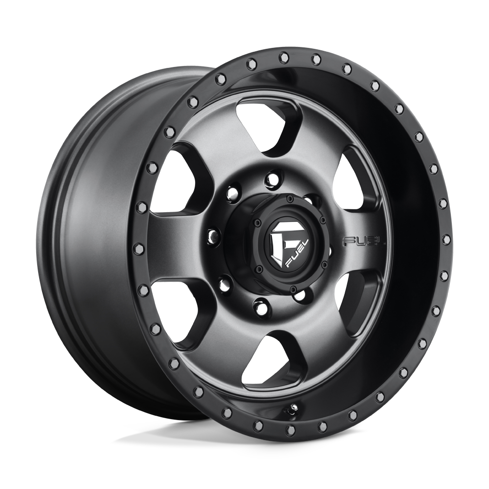 18x9 Fuel D619 PODIUM MATTE GUN METAL BLACK BEAD RING Wheel 8x6.5 (1mm)