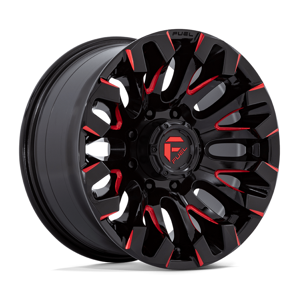 18x9 Fuel D829 Quake Gloss Black Milled Red Tint Wheel 8x6.5 (1mm)