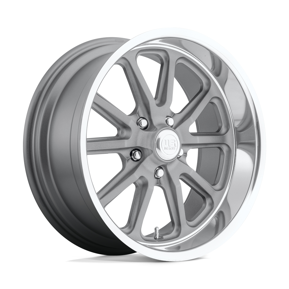 22x9 US Mags U111 RAMBLER MATTE GUN METAL MACHINED Wheel 5x5 (1mm)
