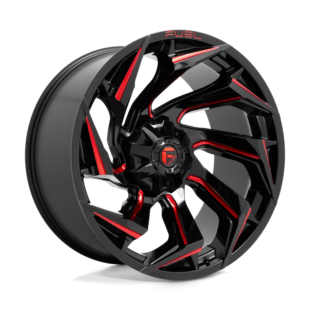 24x12 Fuel D755 REACTION Gloss Blk Mill Red Tint Wheel 8x180 (-44mm)