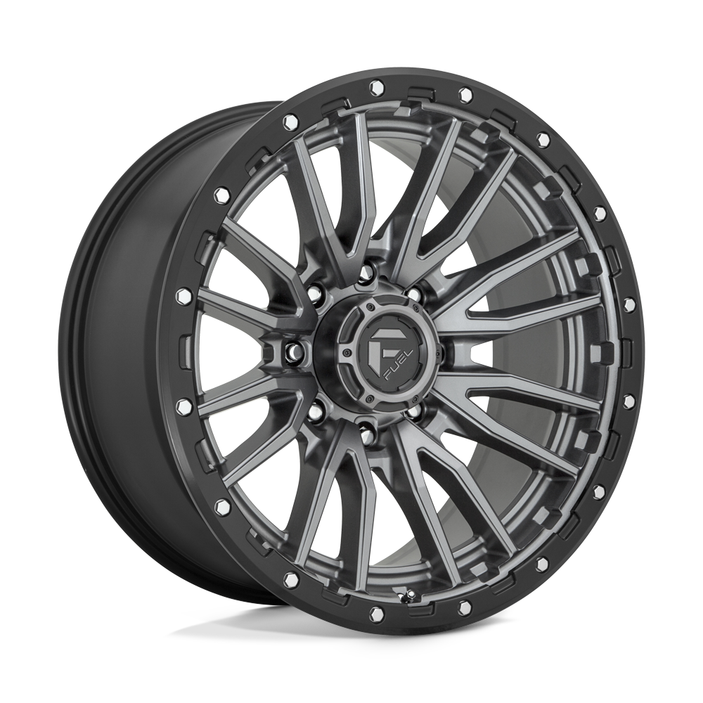 22x10 Fuel D680 REBEL MATTE GUN METAL BLACK BEAD RING Wheel 8x6.5 (-18mm)