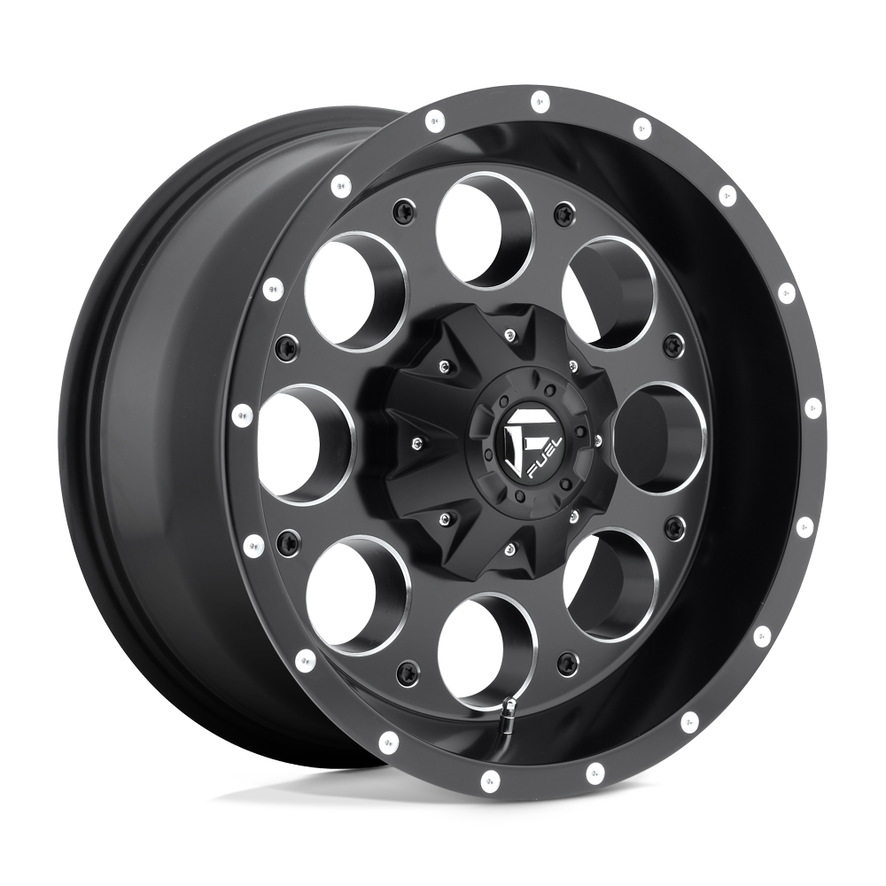 18x9 Fuel D525 Revolver Matte Black & Milled Wheel 8x6.5 (-12mm)