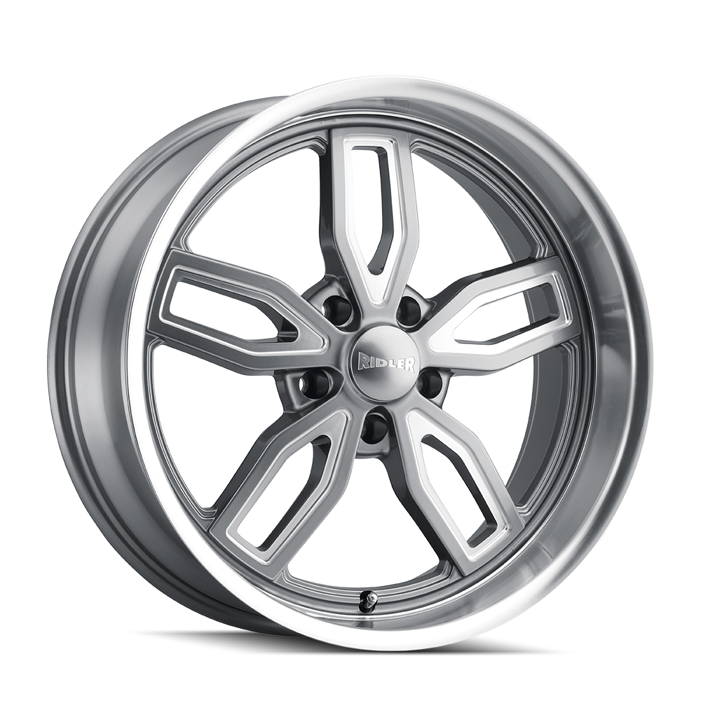 18x9 Ridler 608 Grey W/ Milled Spokes & Diamond Lip Wheel 5x5 (0mm)