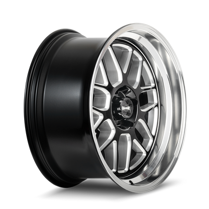 17x7 Ridler 611 Gloss Black Milled With Diamond Cut Lip Wheel 5x4.75 (0mm)