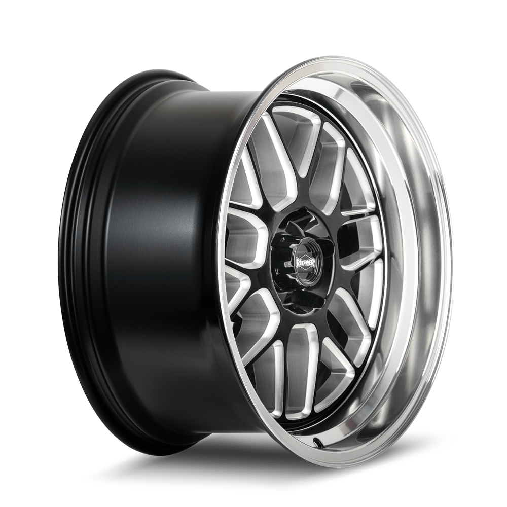 20x8.5 Ridler 611 Gloss Black Milled With Diamond Cut Lip Wheel 5x4.75 (0mm)