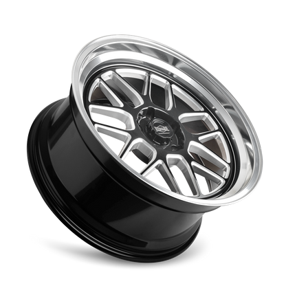 18x9.5 Ridler 611 Gloss Black Milled With Diamond Cut Lip Wheel 5x5 (0mm)