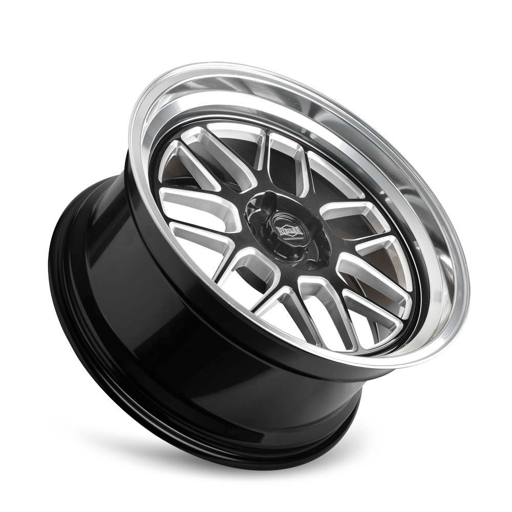 17x7 Ridler 611 Gloss Black Milled With Diamond Cut Lip Wheel 5x4.5 (0mm)