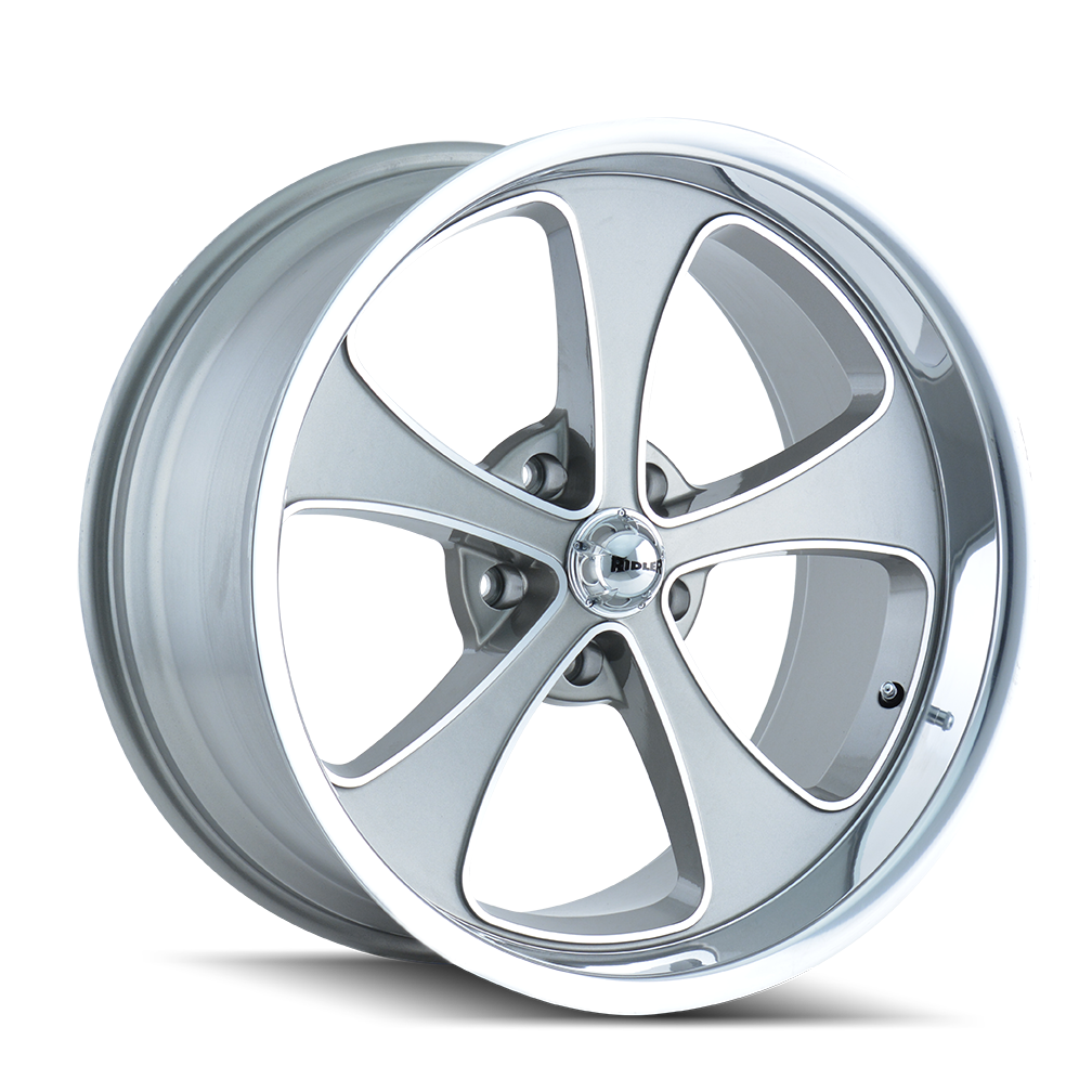 18x8 Ridler 645 Grey W/Machined Lip Wheel 5x5.5 (0mm)