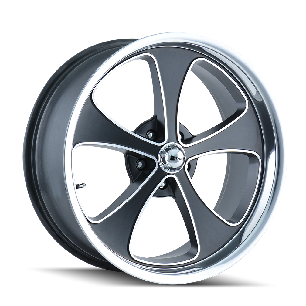 17x7 Ridler 645 Black/Machined Face/Polished Lip Wheel 5x4.5 (0mm)