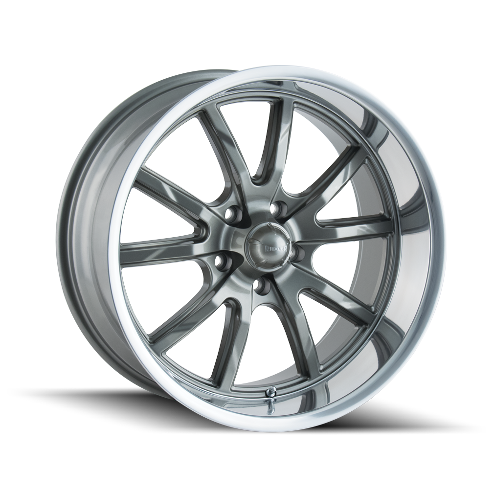 20x10 Ridler 650 Grey/Polished Lip Wheel 5x4.75 (0mm)