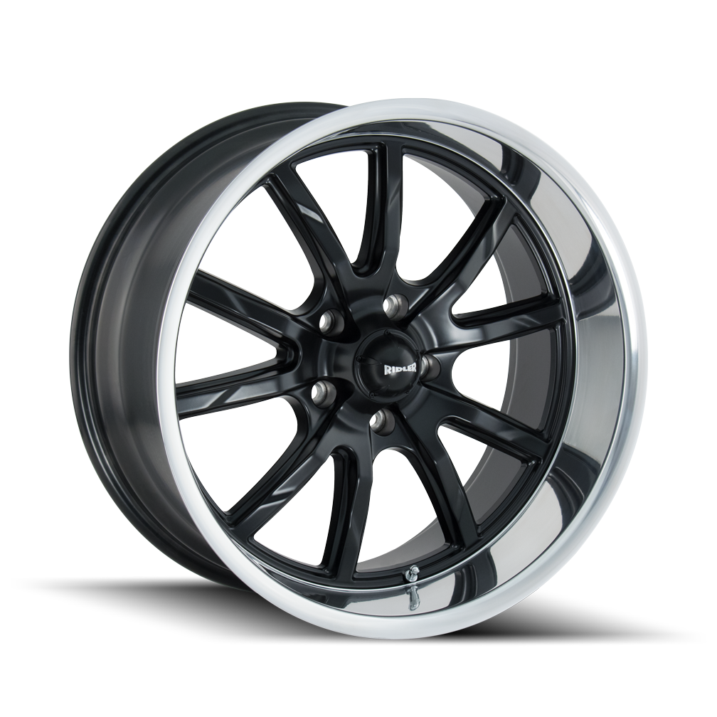 18x9.5 Ridler 650 Matte Black/Polished Lip Wheel 5x4.5 (0mm)