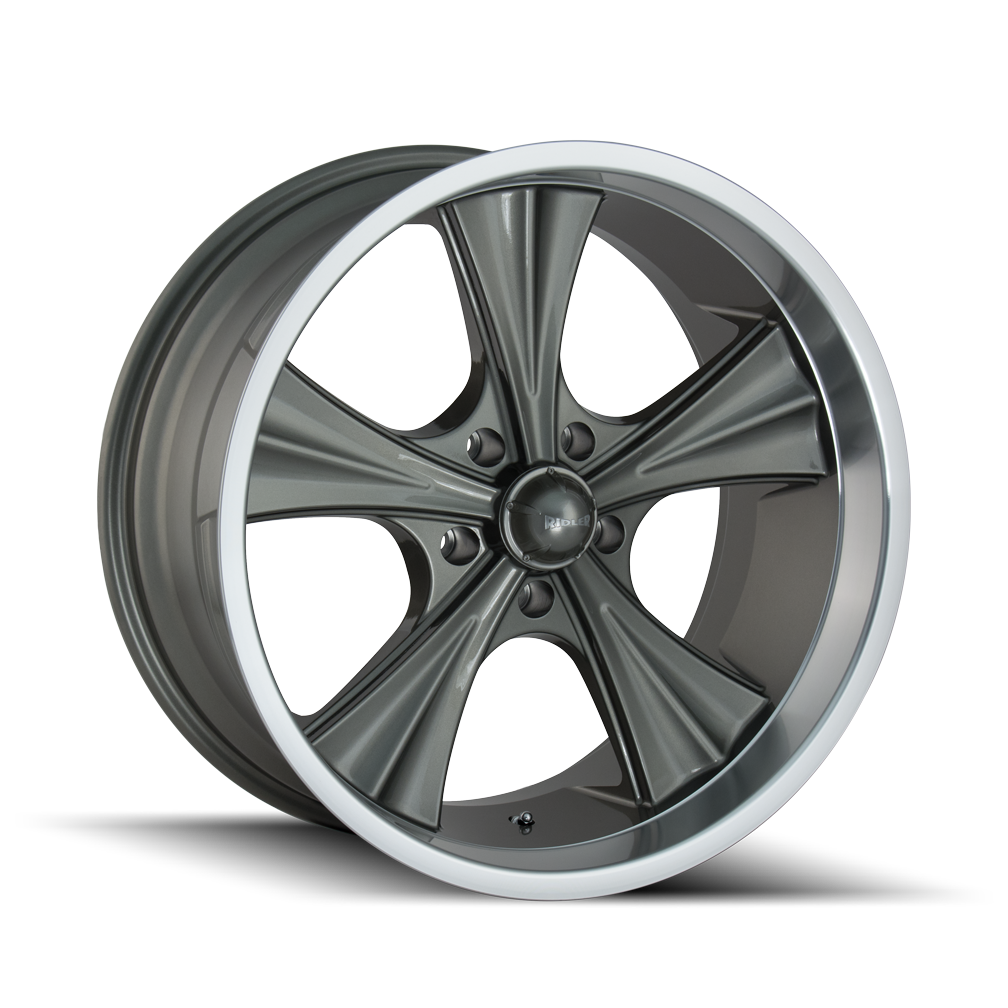 22x9.5 Ridler 651 Grey W/Machined Lip Wheel 5x120 (18mm)