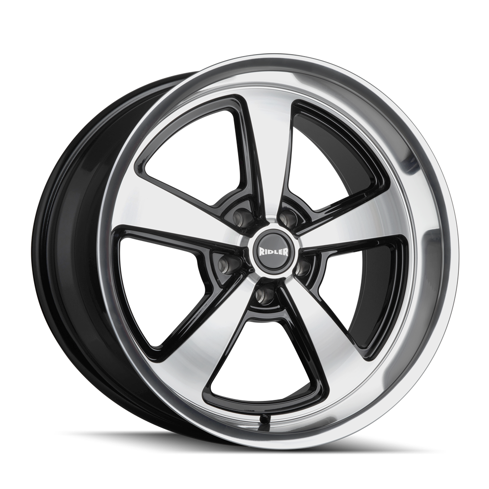 20x8.5 Ridler 652 Gloss Black With Diamond Cut Face & Lip Wheel 5x4.5 (0mm)