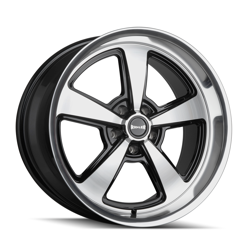 20x8.5 Ridler 652 Gloss Black With Diamond Cut Face & Lip Wheel 5x4.75 (0mm)
