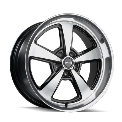 17x7 Ridler 652 Gloss Black With Diamond Cut Face & Lip Wheel 5x4.75 (0mm)