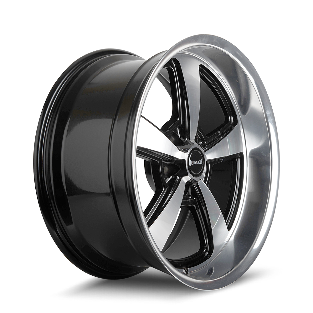 20x8.5 Ridler 652 Gloss Black With Diamond Cut Face & Lip Wheel 5x4.75 (0mm)