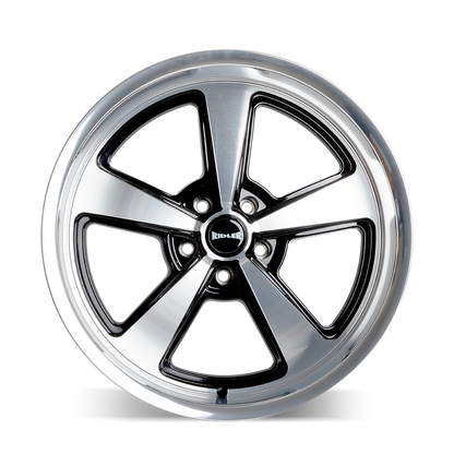 17x7 Ridler 652 Gloss Black With Diamond Cut Face & Lip Wheel 5x4.75 (0mm)