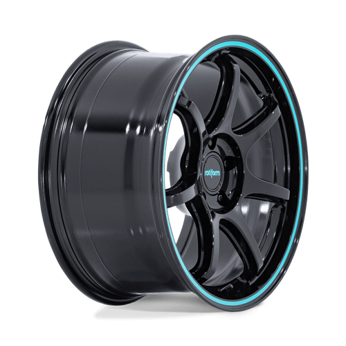 19x10.5 Rotiform RC208 BPU Gloss Black W/ Teal Stripe Wheel 5x4.5 (40mm)